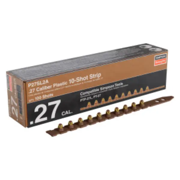 Simpson Strong-Tie P27SL2A P27SL 0.27-Caliber Plastic, Imported 10-Shot Strip Load, Brown (100-Qty)
