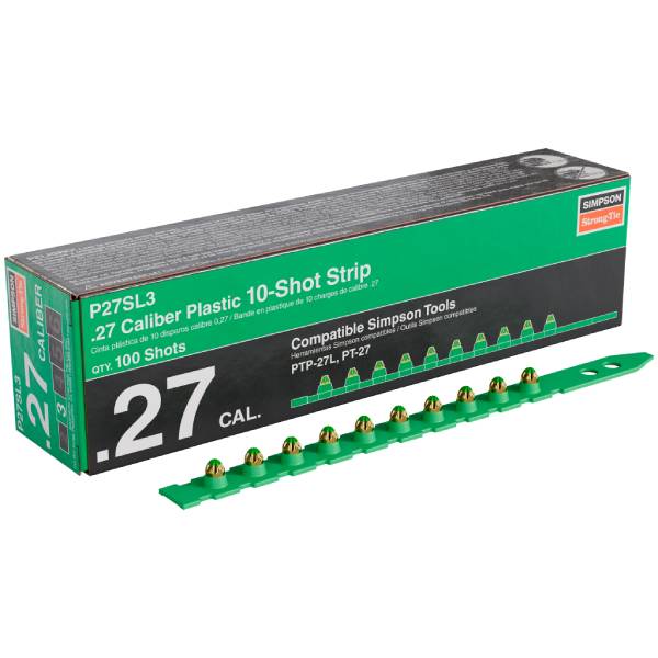 Simpson Strong-Tie P27SL3 P27SL 0.27-Caliber Plastic, 10-Shot Strip Loads, Green (100-Qty)